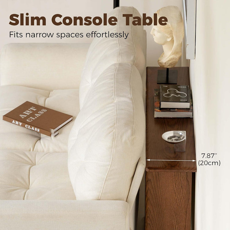 Slim Solid Oak Console Table for Entryway Narrow