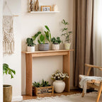 Slim Solid Oak Console Table for Entryway Narrow