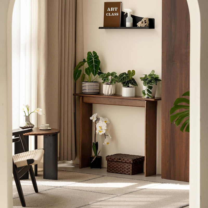 Slim Solid Oak Console Table for Entryway Narrow