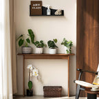 Slim Solid Oak Console Table for Entryway Narrow