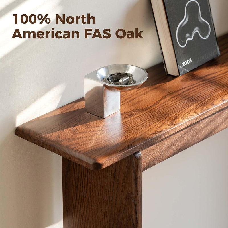 Slim Solid Oak Console Table for Entryway Narrow