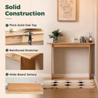 Slim Solid Oak Console Table for Entryway Narrow