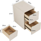 Small Bedside Table Slim with 2 Drawers Assembled
