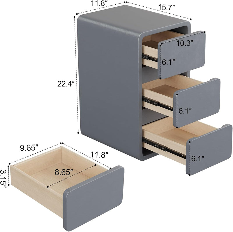 Small Bedside Table Slim with 2 Drawers Assembled