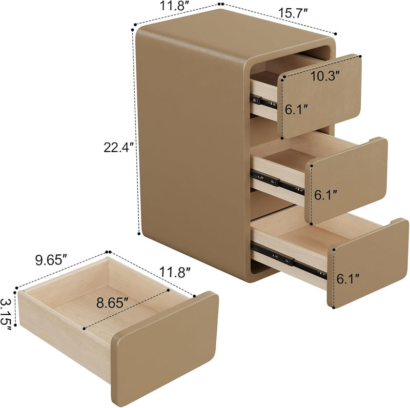 Small Bedside Table Slim with 2 Drawers Assembled