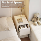 Small Bedside Table Slim with 2 Drawers Assembled