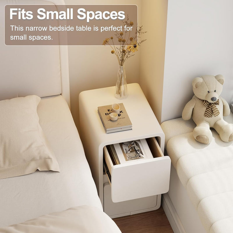 Small Bedside Table Slim with 2 Drawers Assembled