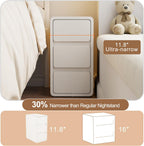 Small Bedside Table Slim with 2 Drawers Assembled