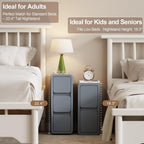 Small Bedside Table Slim with 2 Drawers Assembled