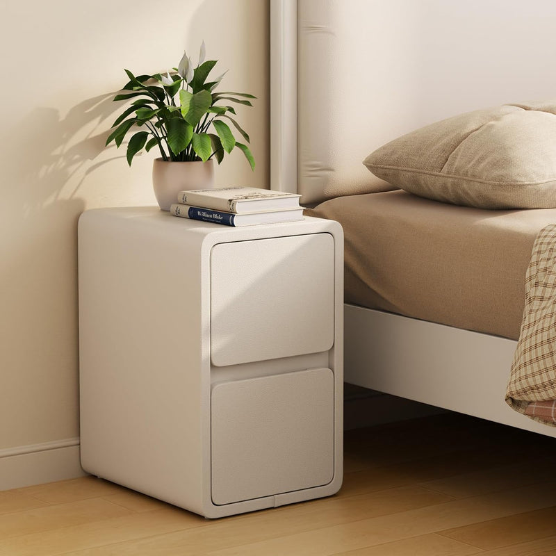 Small Bedside Table Slim with 2 Drawers Assembled