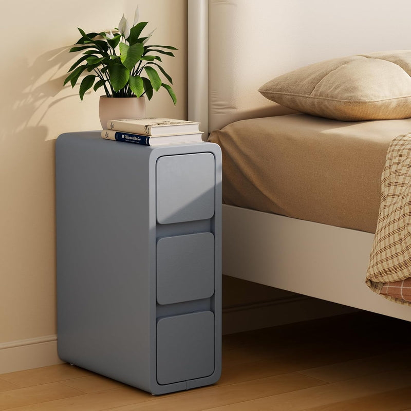 Small Bedside Table Slim with 2 Drawers Assembled