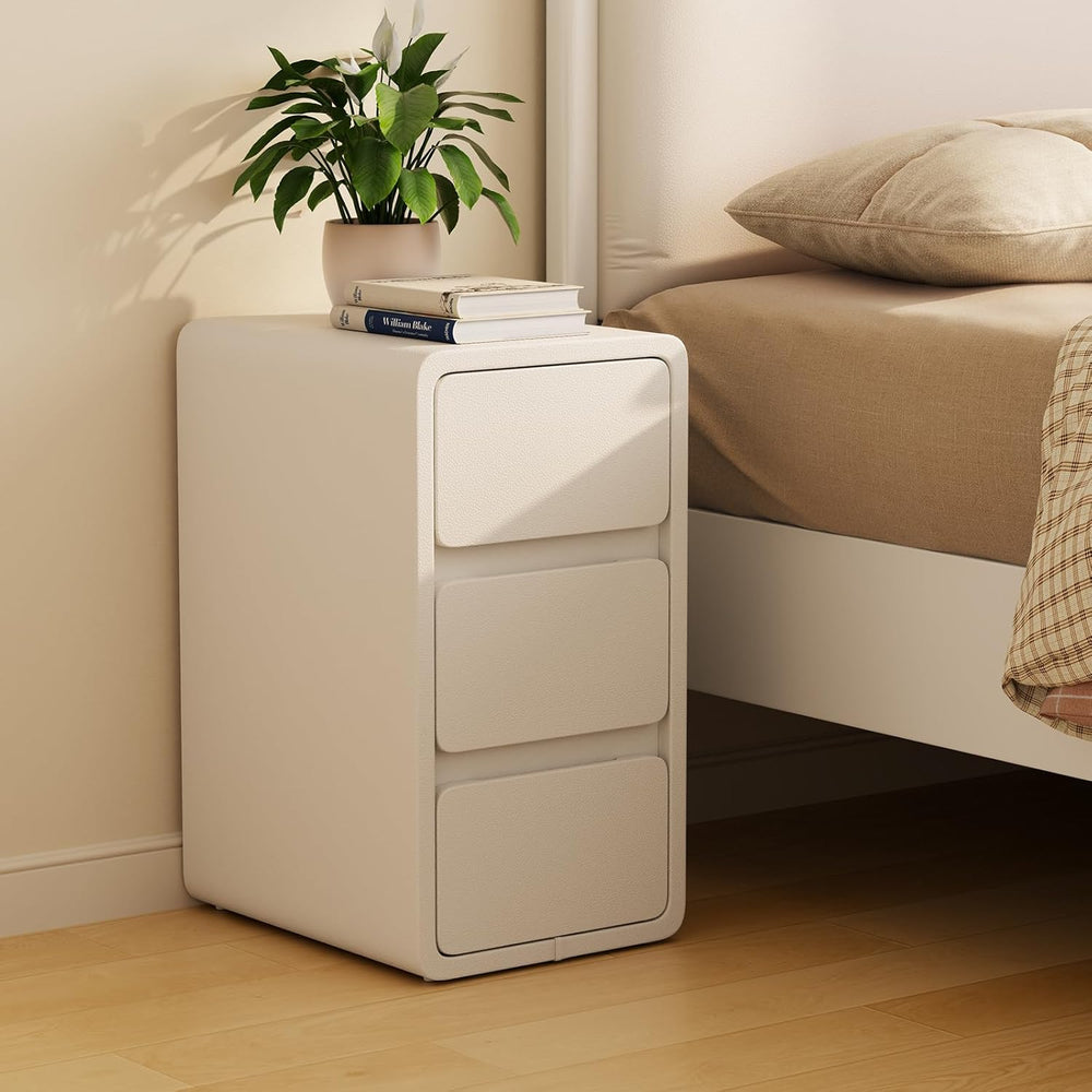Small Bedside Table Slim with 2 Drawers Assembled