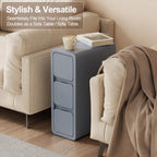 Small Bedside Table Slim with 2 Drawers Assembled