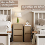 Small Bedside Table Slim with 2 Drawers Assembled