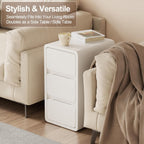 Small Bedside Table Slim with 2 Drawers Assembled