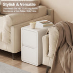 Small Bedside Table Slim with 2 Drawers Assembled