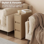 Small Bedside Table Slim with 2 Drawers Assembled