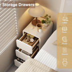 Small Bedside Table Slim with 2 Drawers Assembled