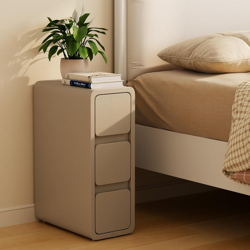 Small Bedside Table Slim with 2 Drawers Assembled