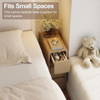 Small Bedside Table Slim with 2 Drawers Assembled