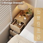 Small Bedside Table Slim with 2 Drawers Assembled