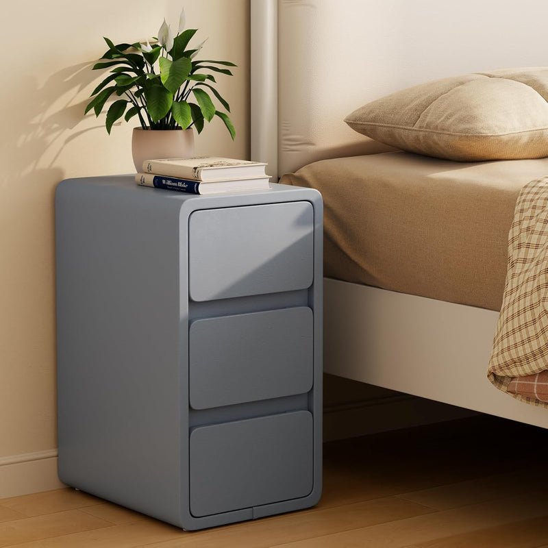 Small Bedside Table Slim with 2 Drawers Assembled