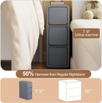 Small Bedside Table Slim with 2 Drawers Assembled