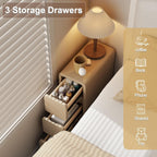 Small Bedside Table Slim with 2 Drawers Assembled