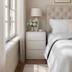 Small Bedside Table Slim with 2 Drawers Assembled