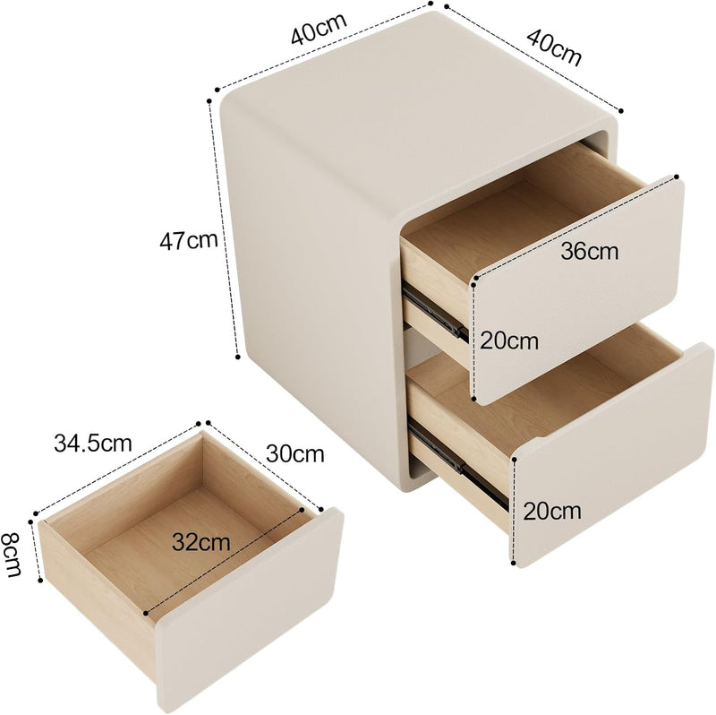 Small Bedside Table Slim with 3 Drawers Assembled