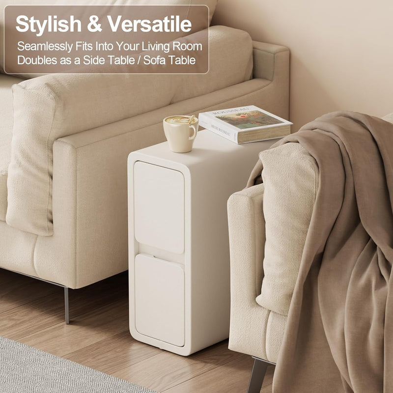 Small Bedside Table Slim with 3 Drawers Assembled