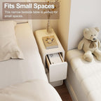 Small Bedside Table Slim with 3 Drawers Assembled