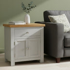 Small Cabinet with Drawer Painted Storage Oak Top