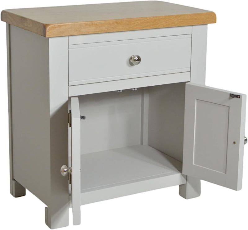 Small Cabinet with Drawer Painted Storage Oak Top