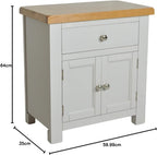 Small Cabinet with Drawer Painted Storage Oak Top