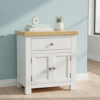 Small Cabinet with Drawer Painted Storage Oak Top