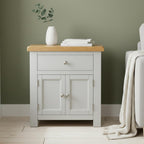 Small Cabinet with Drawer Painted Storage Oak Top