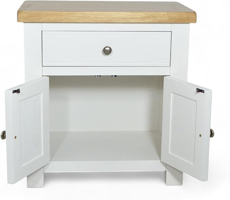 Small Cabinet with Drawer Painted Storage Oak Top