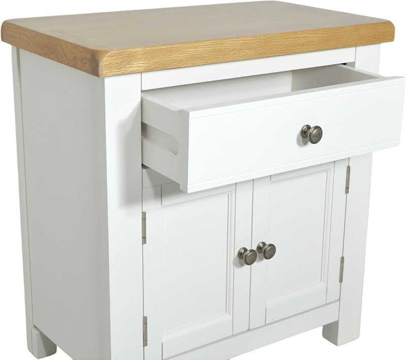 Small Cabinet with Drawer Painted Storage Oak Top