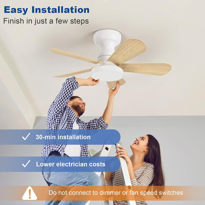 Ceiling Fan with Lights: 28-Inch Flush Mount Light