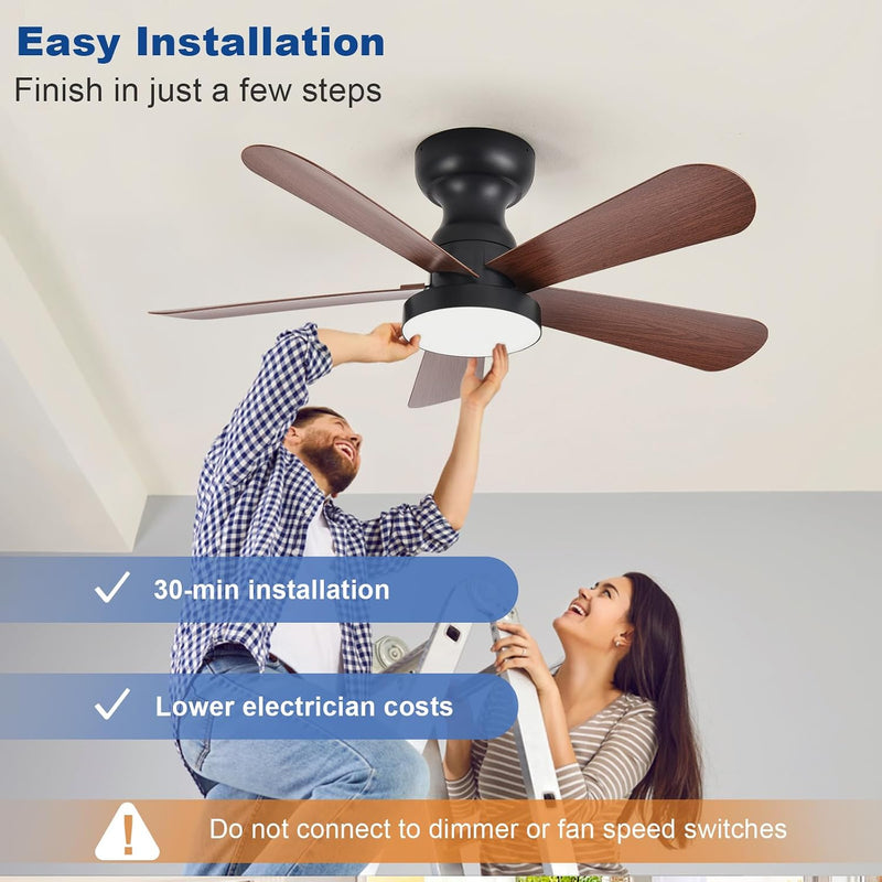 Ceiling Fan with Lights: 28-Inch Flush Mount Light