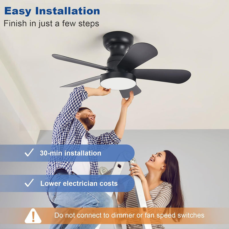Ceiling Fan with Lights: 28-Inch Flush Mount Light
