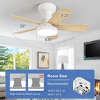 Ceiling Fan with Lights: 28-Inch Flush Mount Light