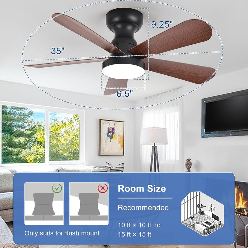 Ceiling Fan with Lights: 28-Inch Flush Mount Light