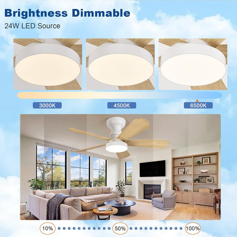 Ceiling Fan with Lights: 28-Inch Flush Mount Light