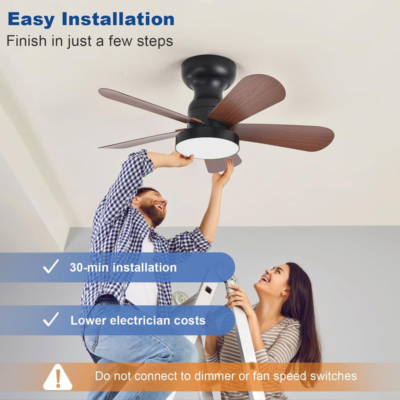 Ceiling Fan with Lights: 28-Inch Flush Mount Light