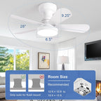 Ceiling Fan with Lights: 28-Inch Flush Mount Light