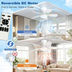 Ceiling Fan with Lights: 28-Inch Flush Mount Light