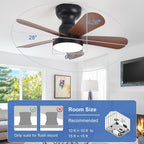 Ceiling Fan with Lights: 28-Inch Flush Mount Light