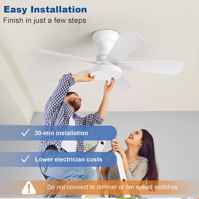 Ceiling Fan with Lights: 28-Inch Flush Mount Light